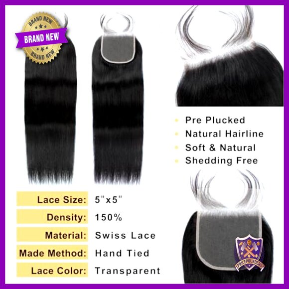 16A Straight Human Hair Bundles with 5x5 HD Lace Closure 20-24+18\